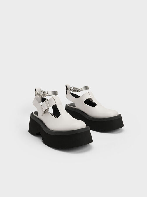 Chunky Chain Cut-Out Mary Janes, White, hi-res