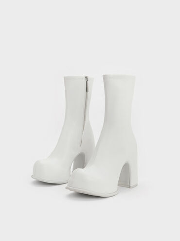 Pixie Platform Ankle Boots, White, hi-res