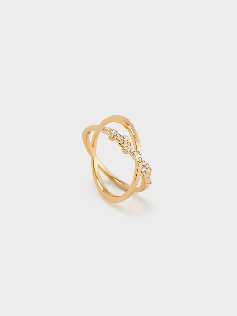 Anillo Reverie de cristal entrecruzado, Dorado, hi-res