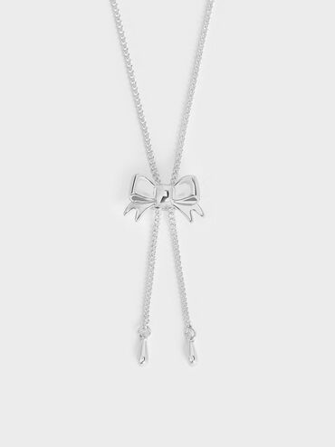 Paige Ribbon Necklace, Silver, hi-res