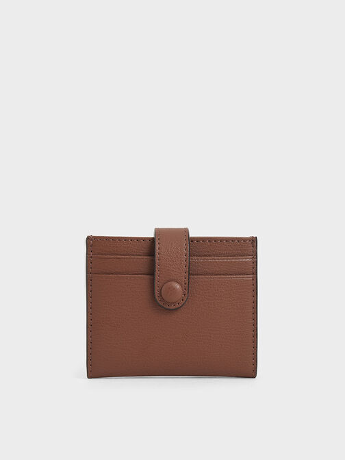 Snap Button Card Holder, Chocolate, hi-res