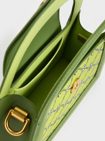 Este Printed Trapeze Bag, Lime, hi-res