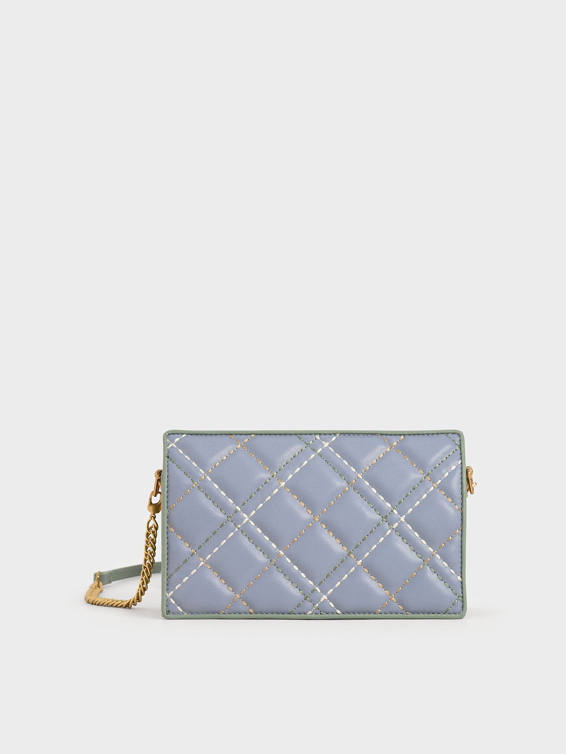 Quilted Long Wallet, Light Blue, hi-res