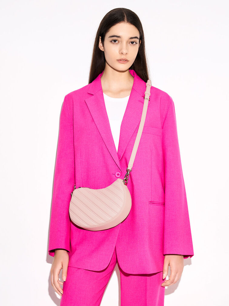 Light Pink Freja Curved Panelled Bag - CHARLES & KEITH US