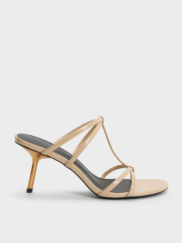 Crossover T-Bar Strappy Mules, Beige, hi-res