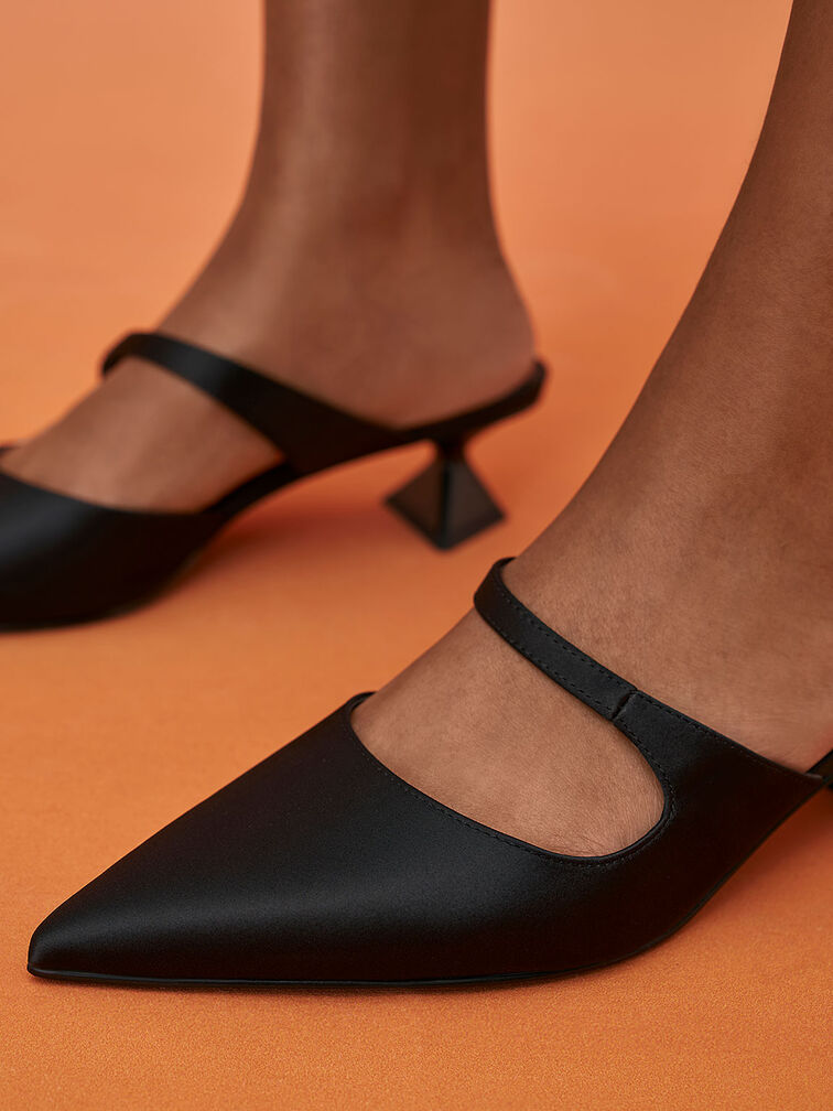 Asymmetric Sculptural Heel Pumps, Black, hi-res