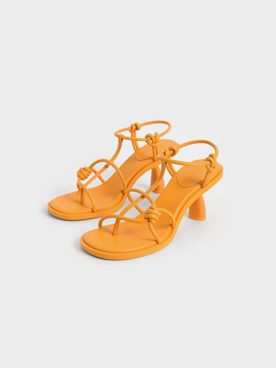 Alma Strappy Knotted Thong Sandals, Orange, hi-res