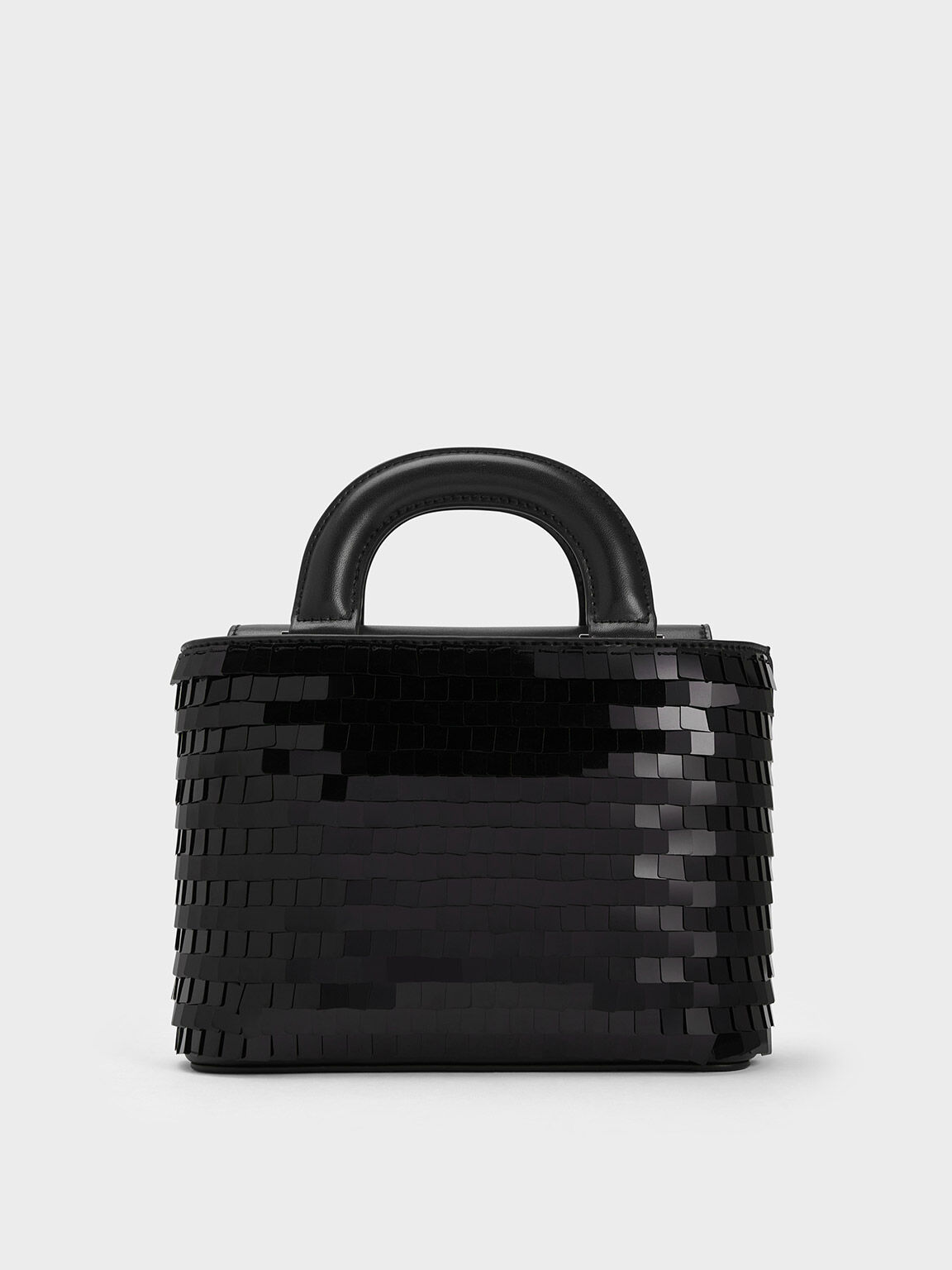 Sequinned Double Handle Tote Bag, Black, hi-res