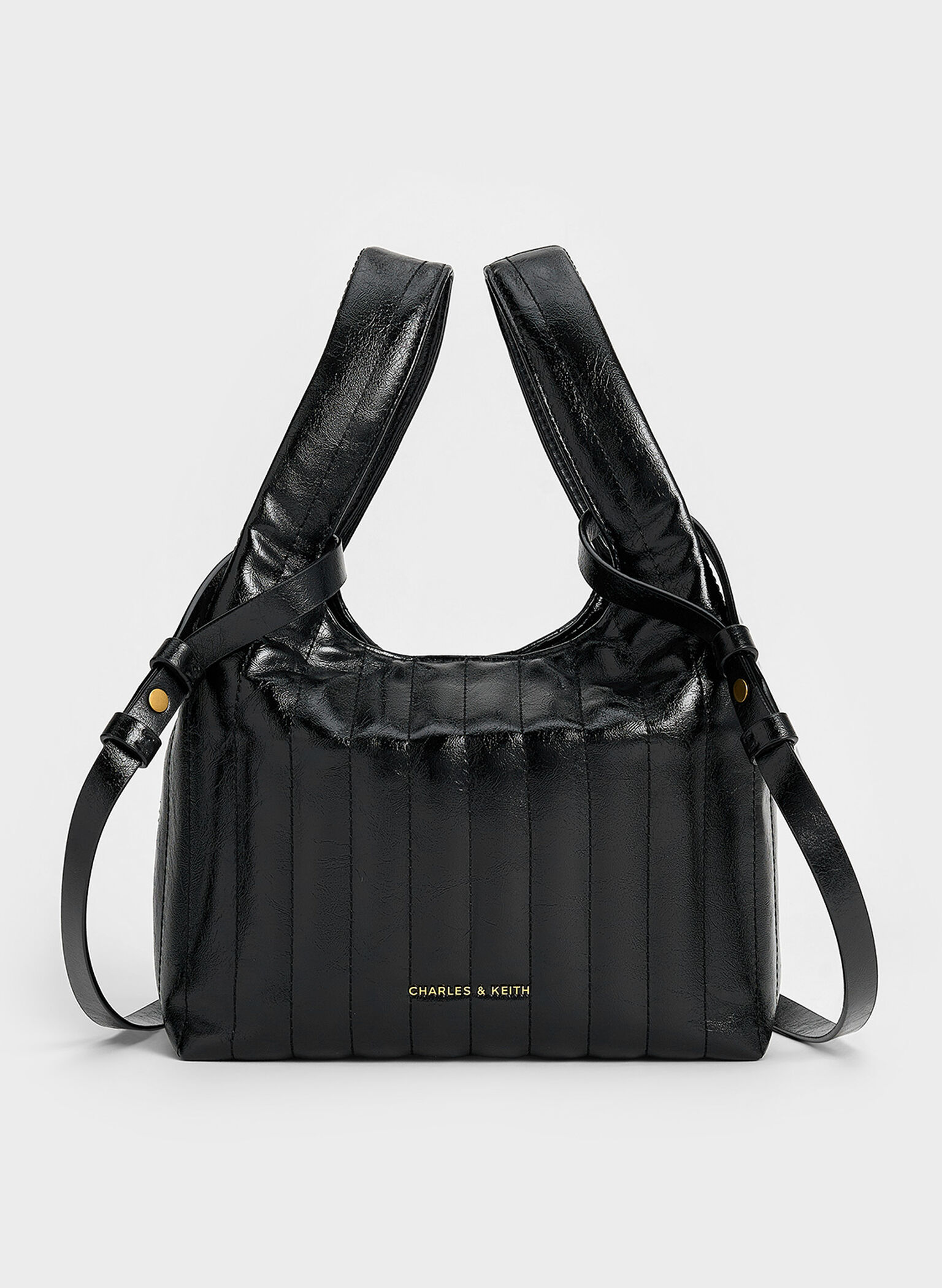 Donna Crinkle-Effect Tote Bag, Black, hi-res