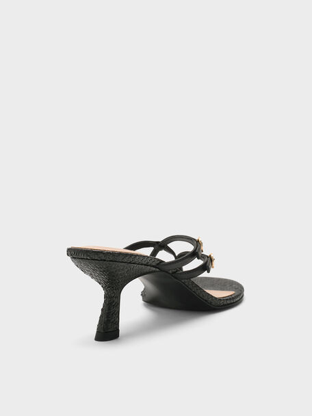 Crossover Toe-Ring Strappy Heels, Black, hi-res