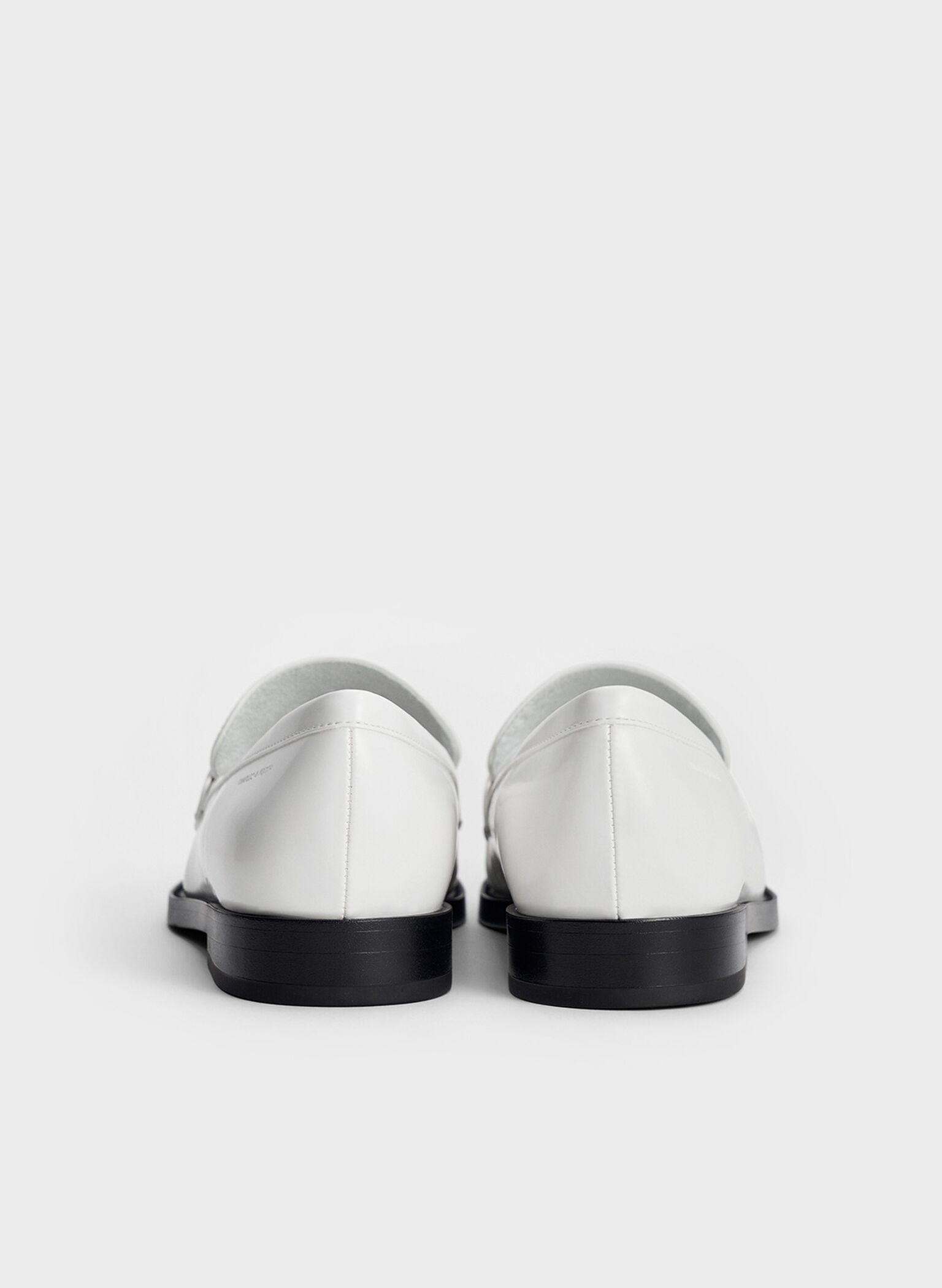 Ruched Penny Loafers, White, hi-res