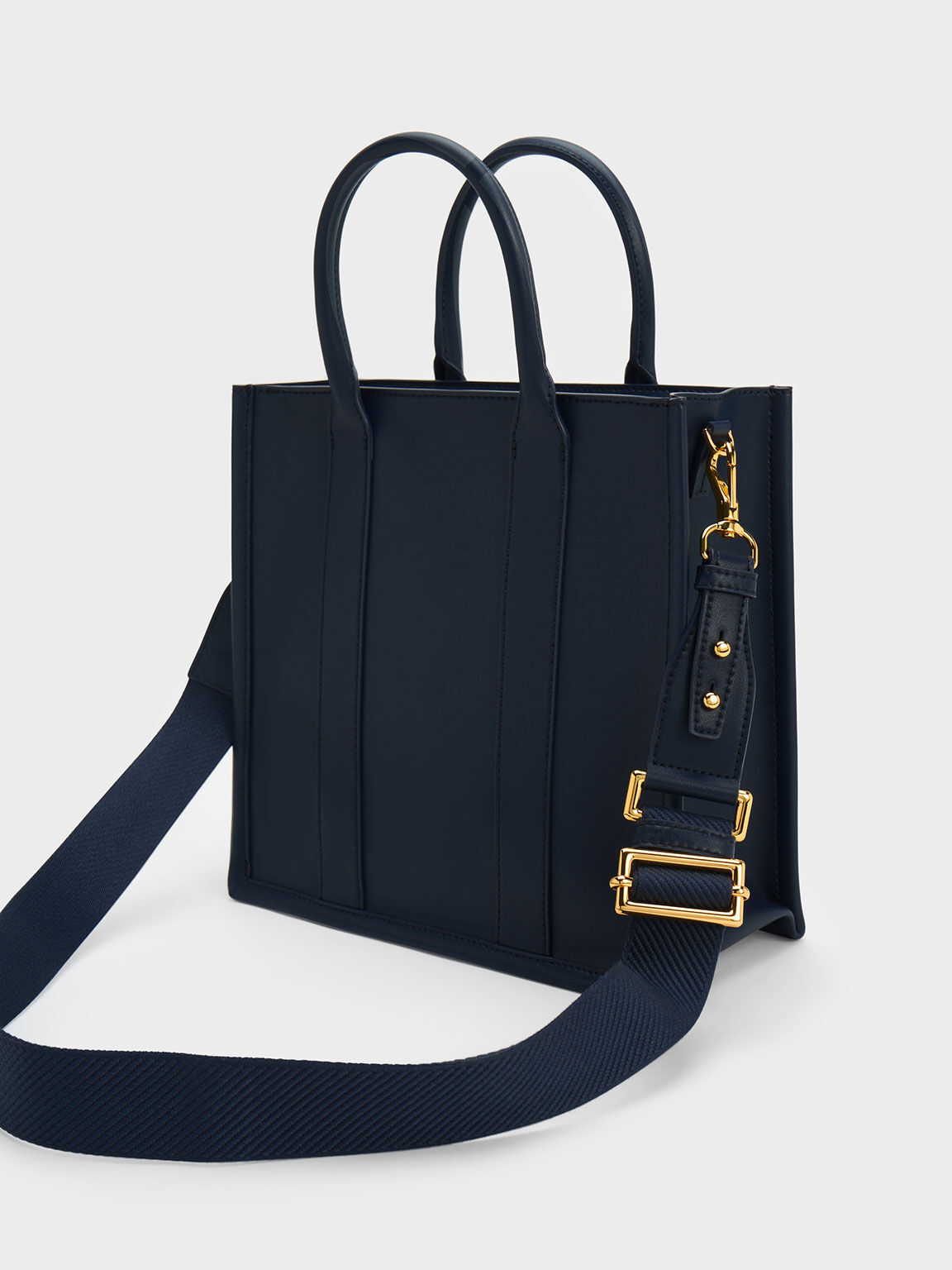 Clover Trapeze Tote Bag, Navy, hi-res