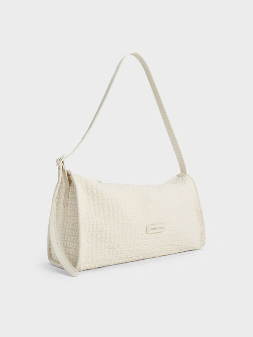 Bolso alargado texturizado, Blanco helado, hi-res