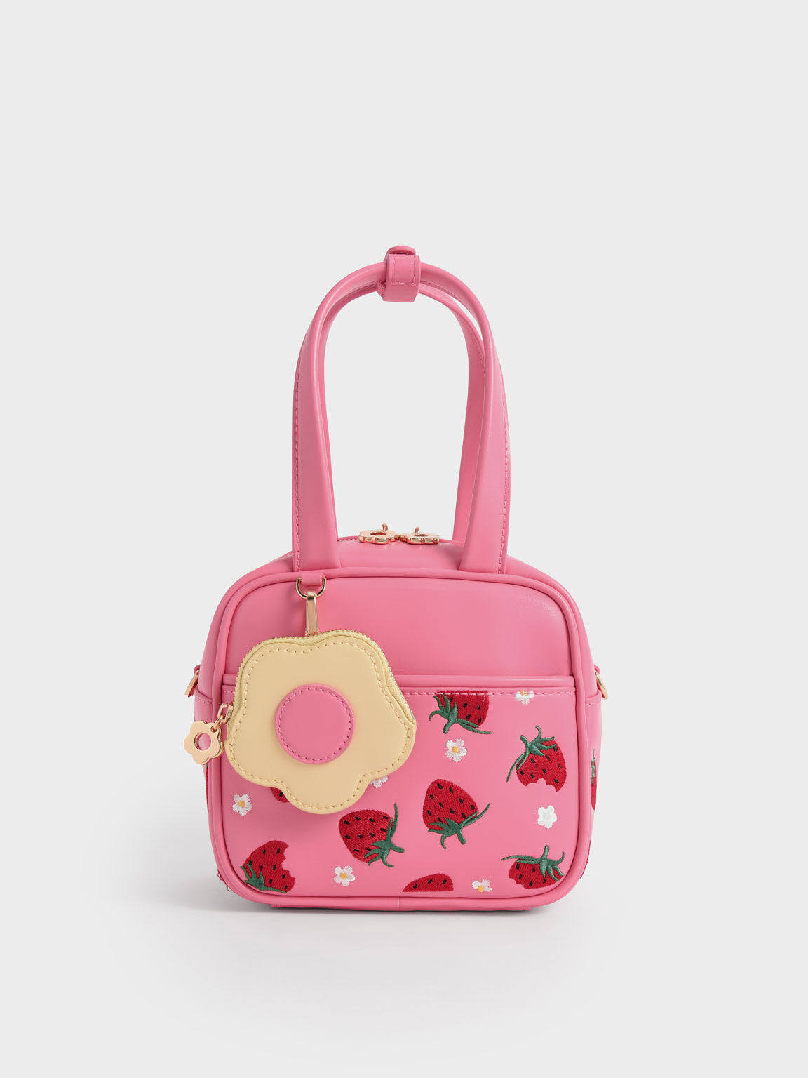 Minka Strawberry-Print Boxy Bag, Pink, hi-res