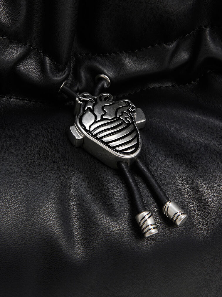 Maisy 心臟抽繩包, 黑色, hi-res