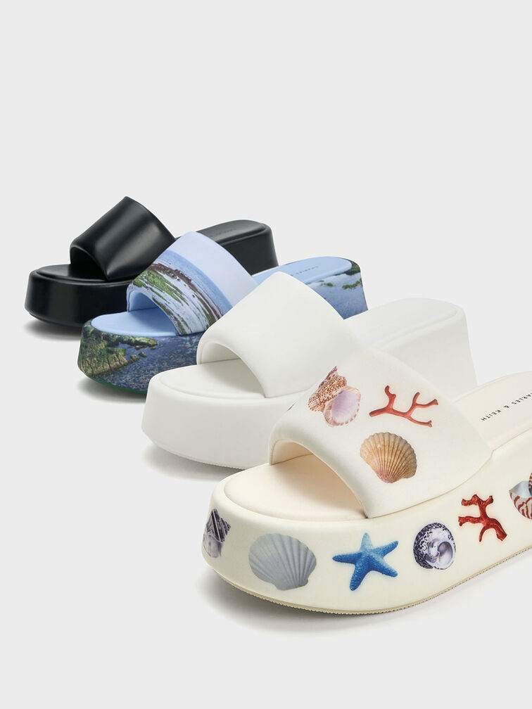 Constance Flatform Sandals, White, hi-res