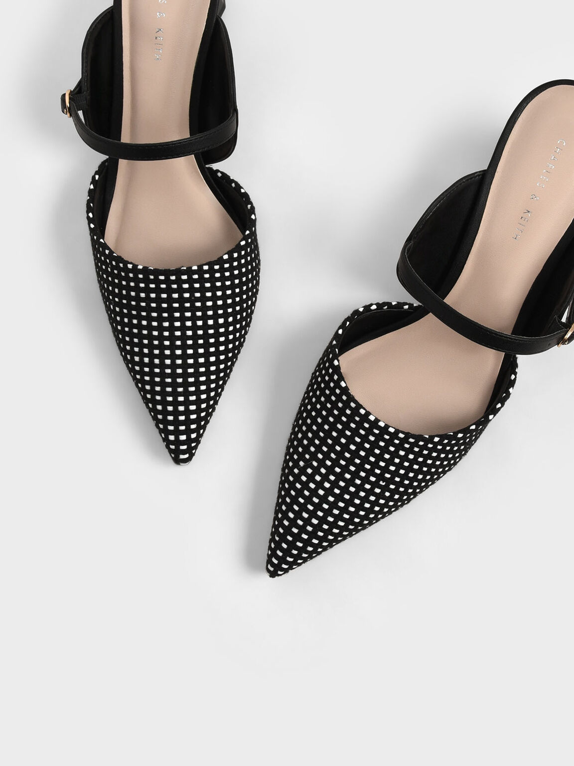 Front Strap Cone-Heel Woven Mules, Multi, hi-res