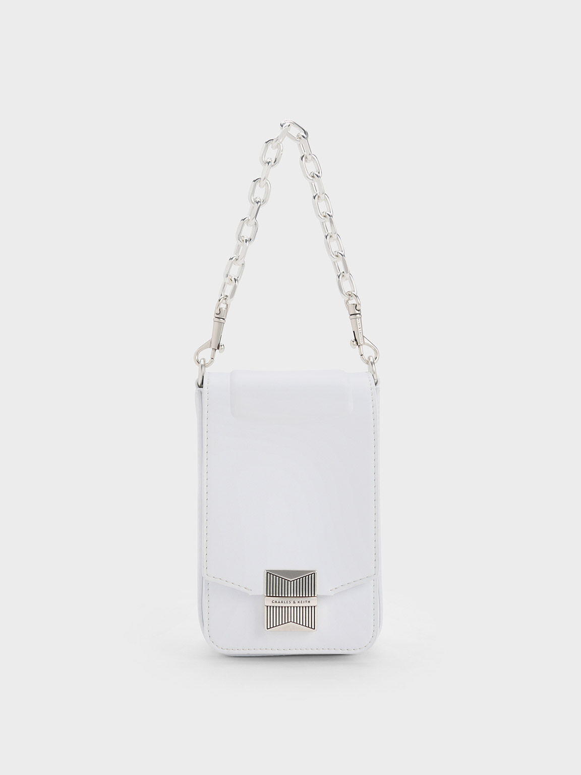 Kalinda Metallic Accent Phone Pouch, White, hi-res