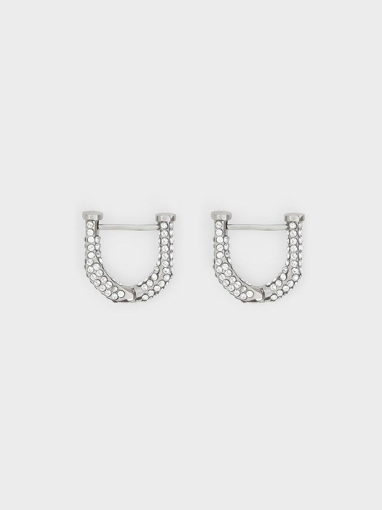 Gabine Swarovski Crystal Huggie Earrings, Silver, hi-res