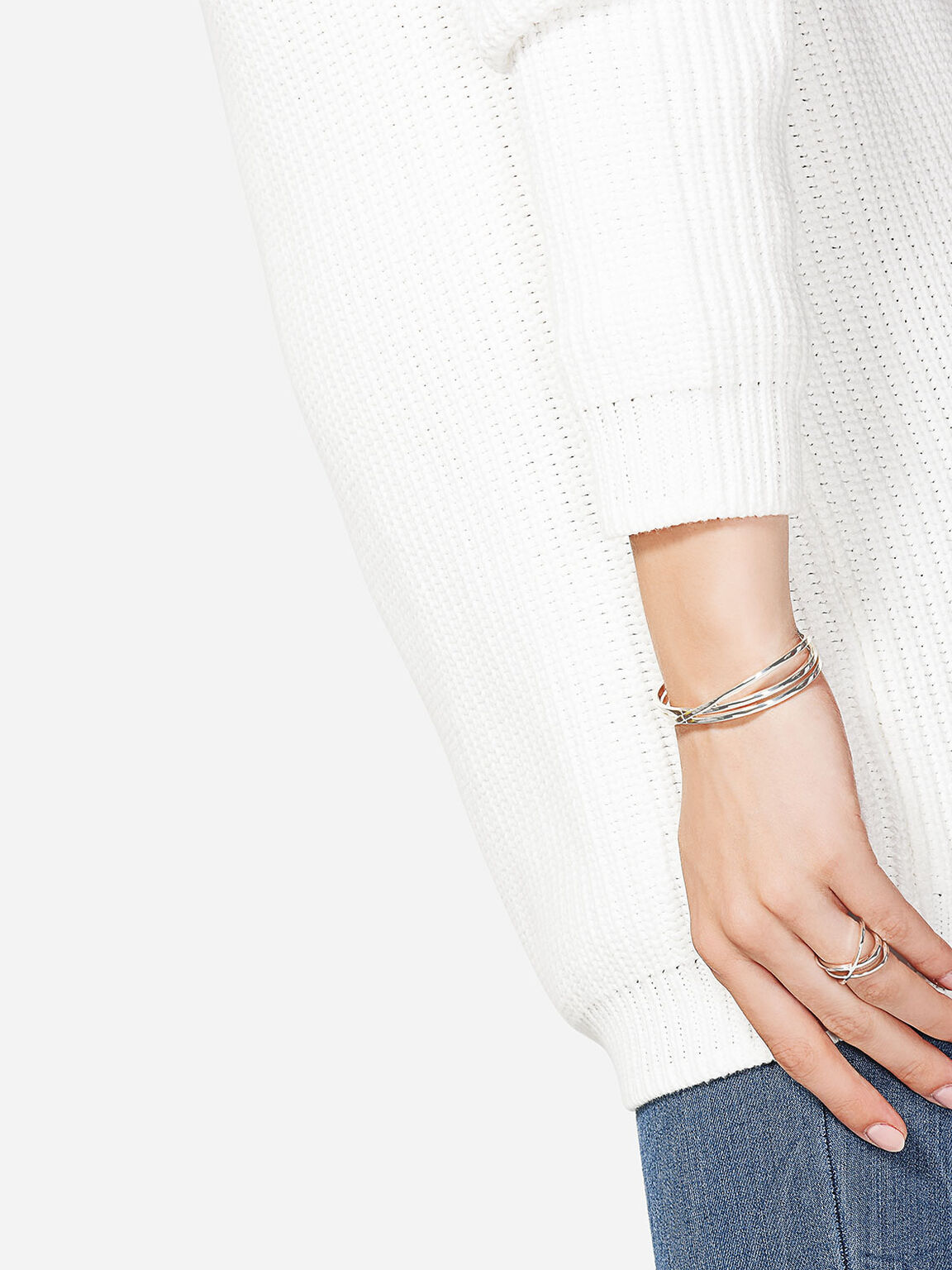 Criss Cross Ring, Silver, hi-res