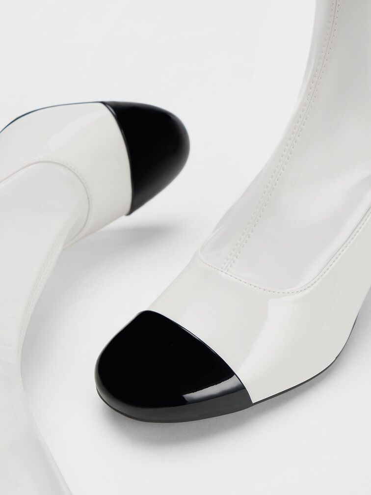 Botas Coco bicolor a la rodilla, Blanco, hi-res