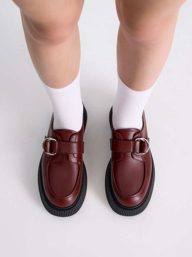 Cordova Buckled Platform Loafers, Burgundy, hi-res