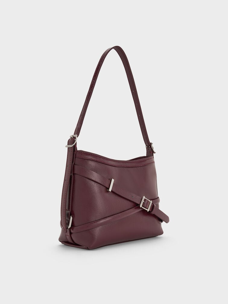 Bolsa transversal Bryna com alça de fivela, Wineberry Red, hi-res