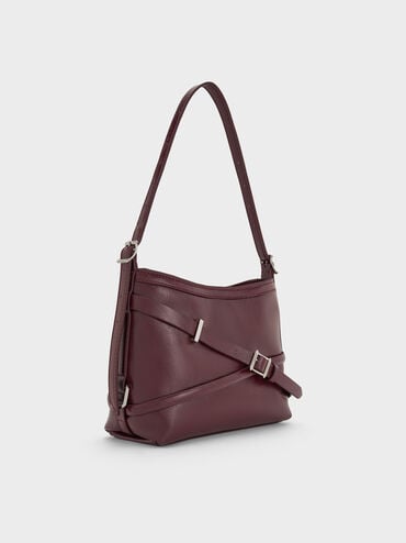 Bolsa transversal Bryna com alça de fivela, Wineberry Red, hi-res