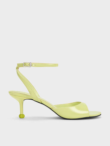 Sculptural Heel Ankle-Strap Pumps, Lime, hi-res