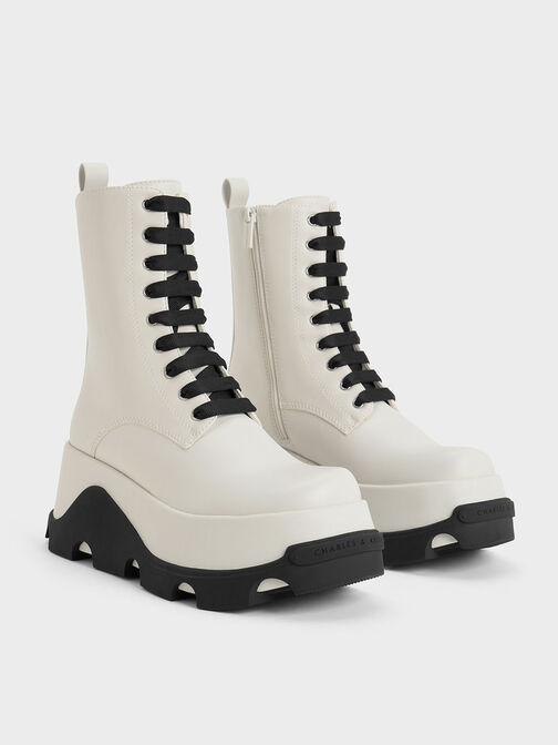 Triana Two-Tone Platform Ankle Boots, White, hi-res