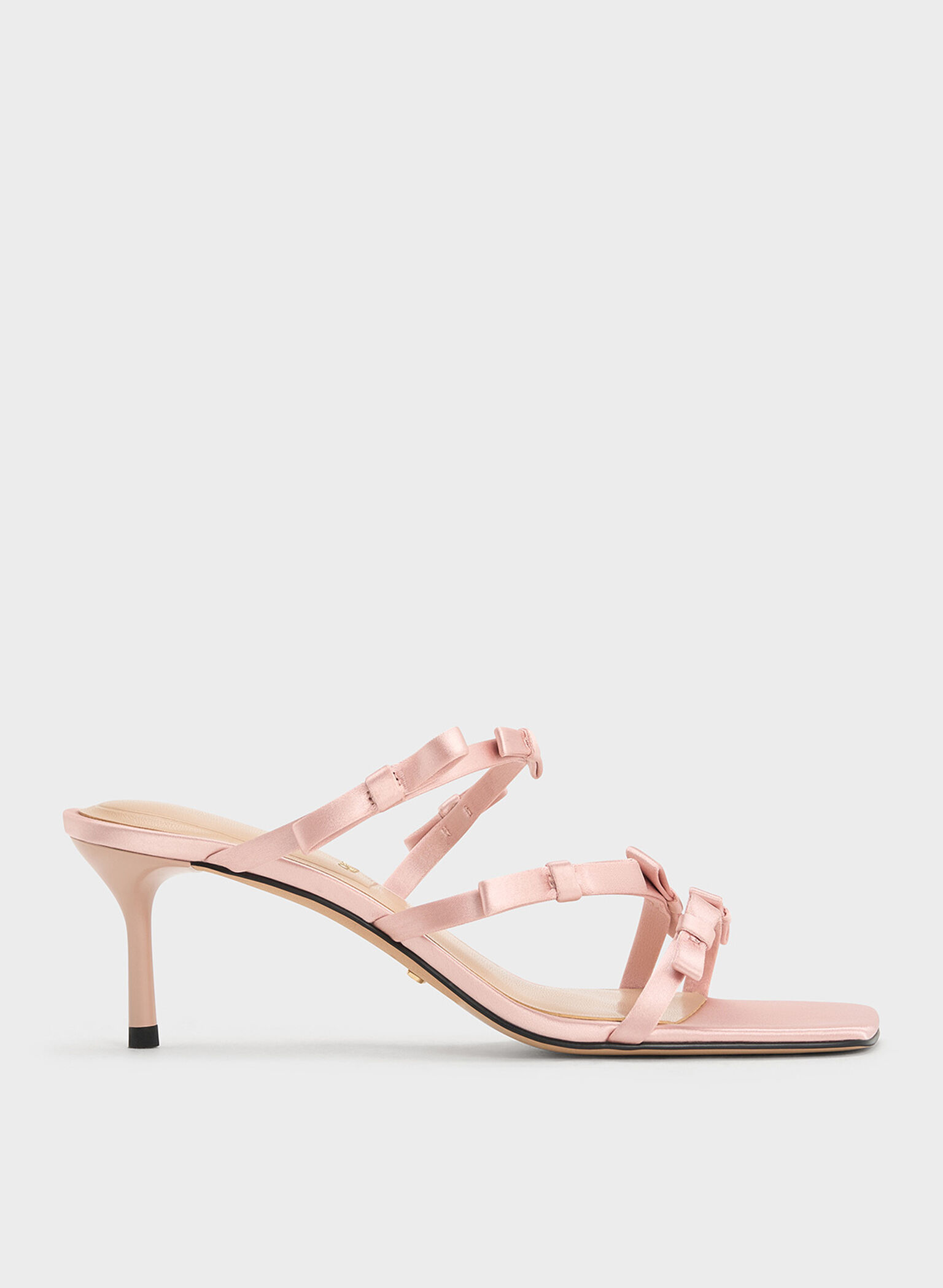 Sandalias de tacón Jessy de poliéster reciclado con lazo, Rosa, hi-res