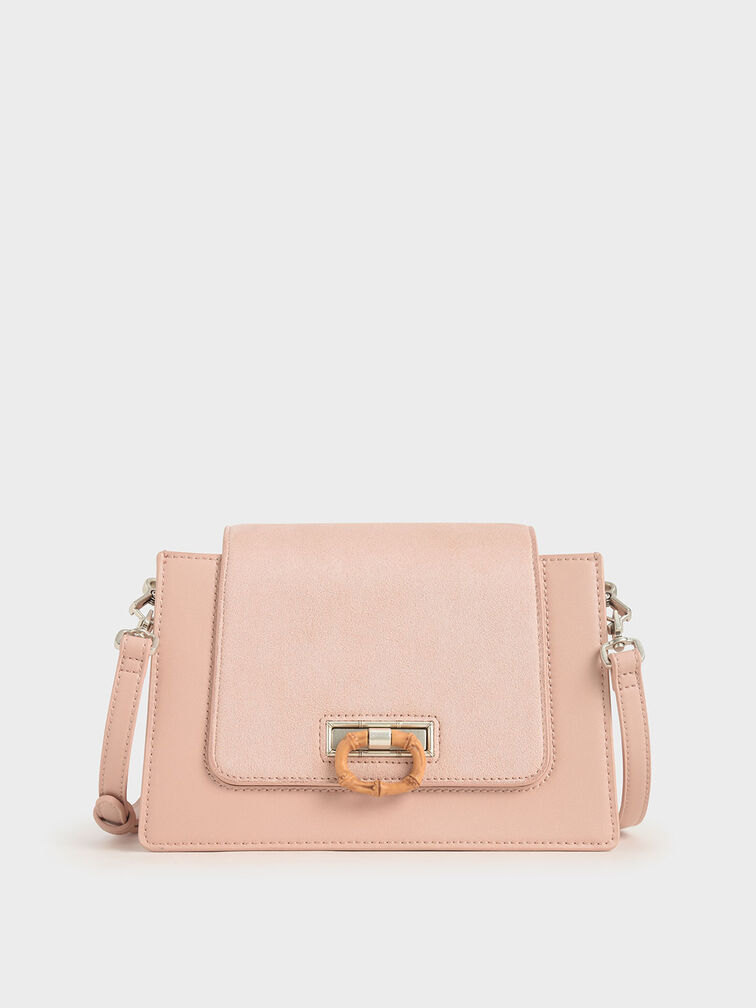 Textured Crossbody Bag, Pink, hi-res