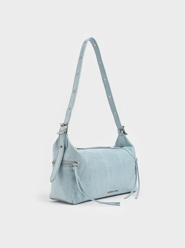 Xylia Denim Shoulder Bag, Denim Blue, hi-res