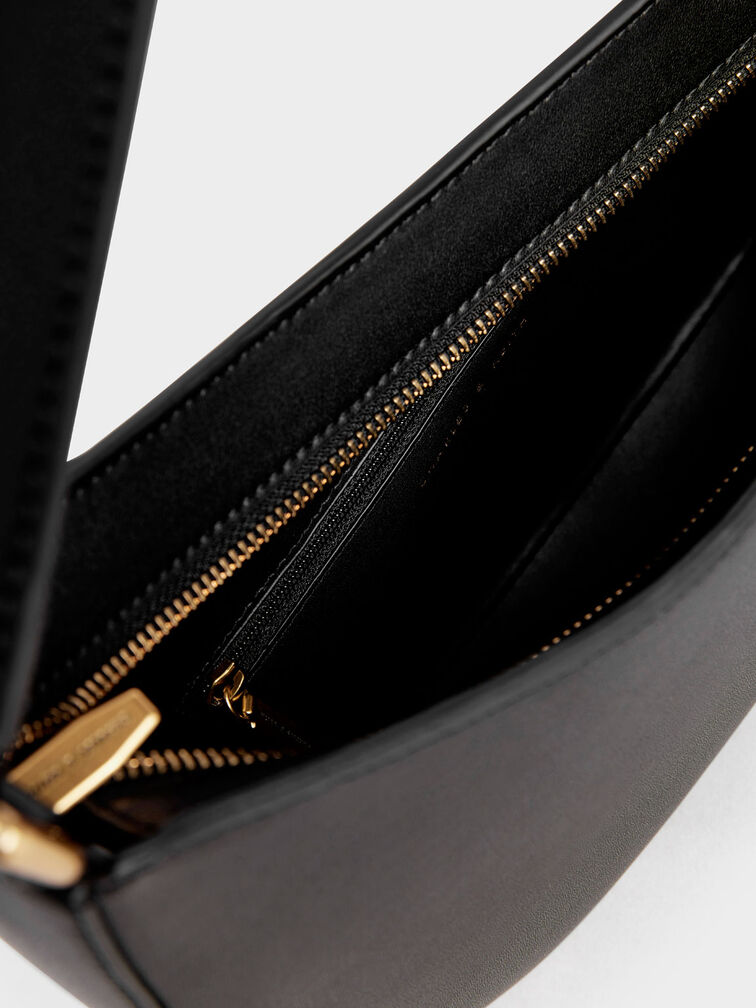 Black Asymmetrical Shoulder Bag - CHARLES & KEITH SG