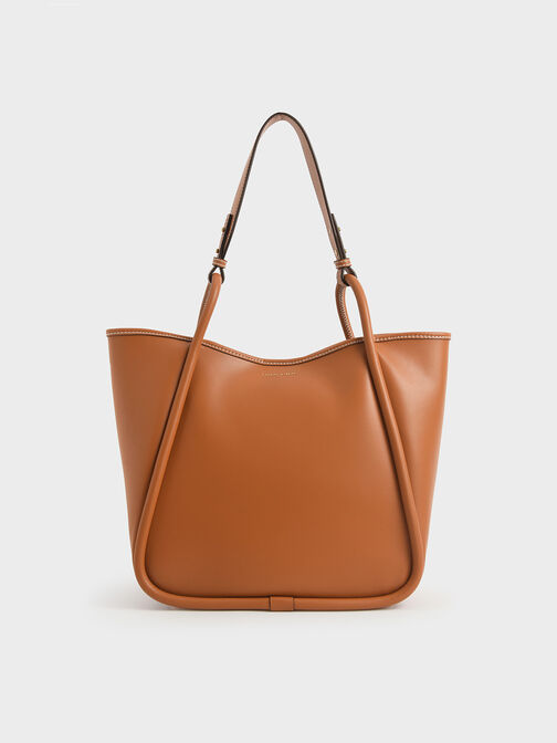 Bolso tote holgado tubular Lyla, Coñac, hi-res