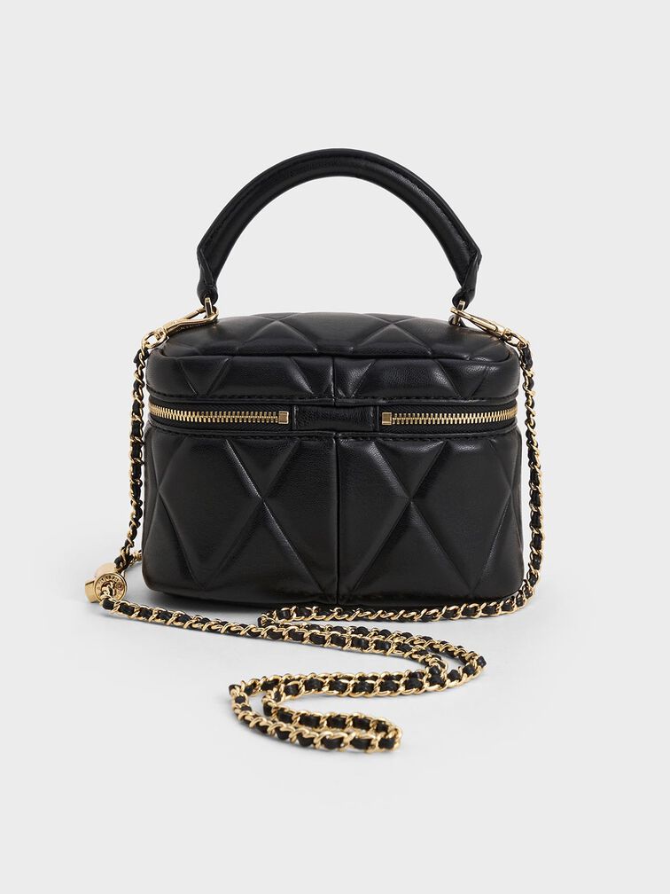 Bolsa de vaidade acolchoada com al&ccedil;a superior Arwen, Preto, hi-res