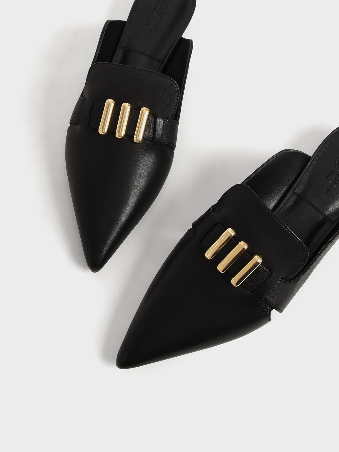 Embellished Leather Loafer Mules, Black, hi-res