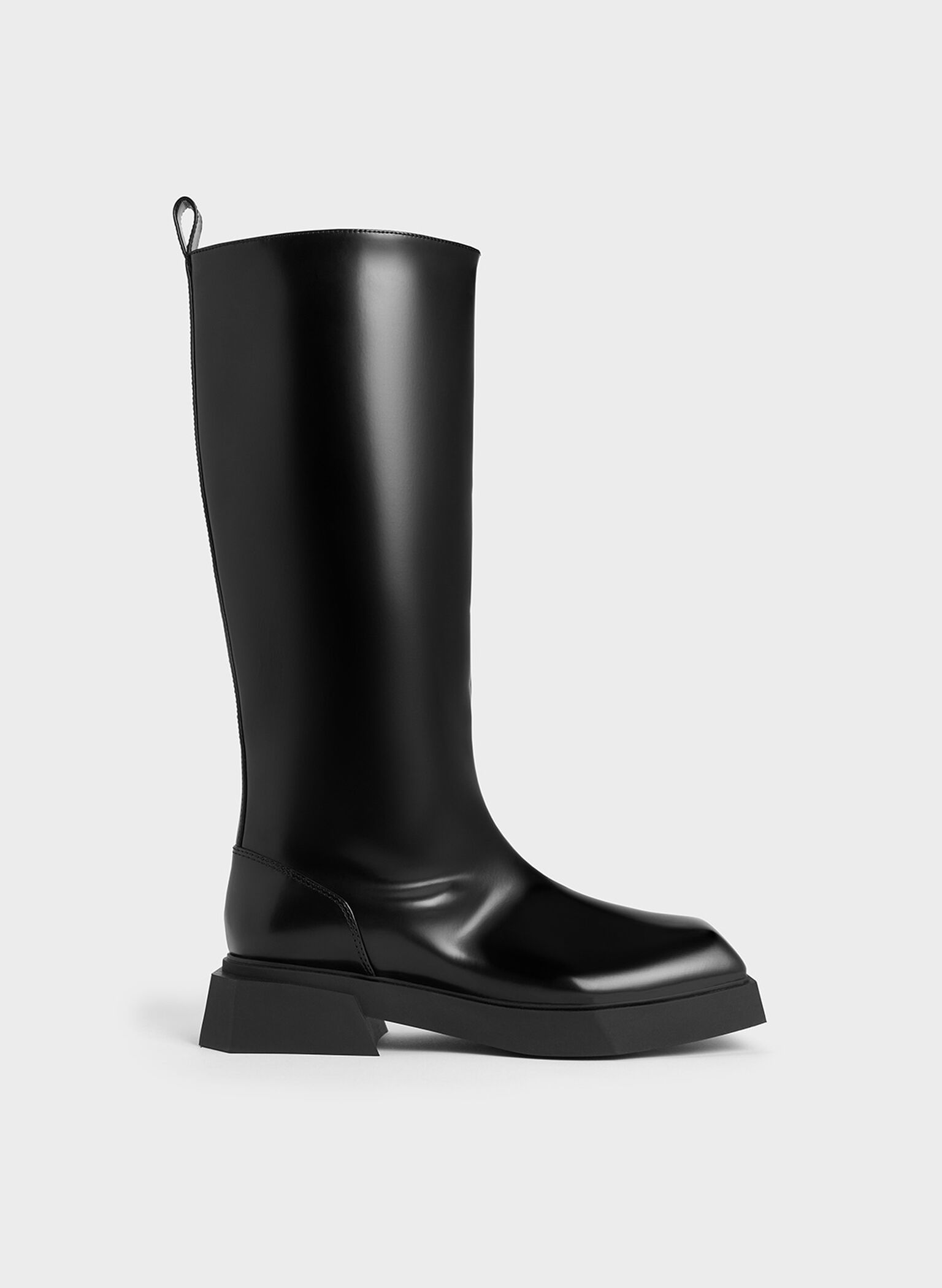 Botas altas Lorde de punta cuadrada, Negro pulido, hi-res