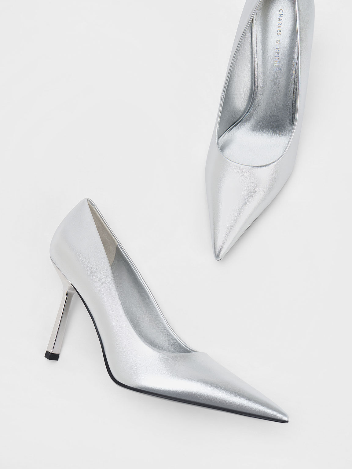 Silver clearance metallic heels