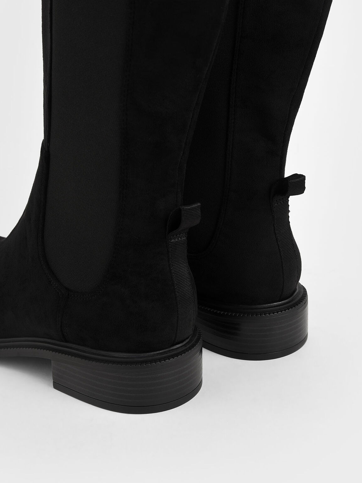 Knee High Chelsea Boots, Black Textured, hi-res