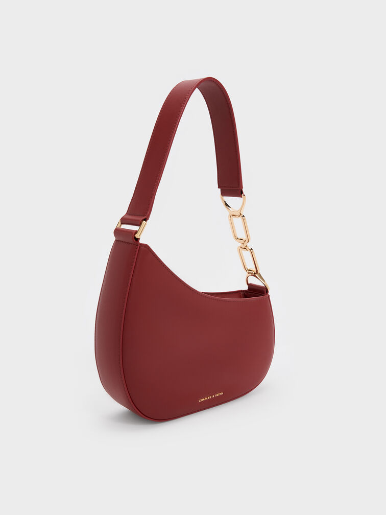 Agatha Chain-Accent Shoulder Bag, Burgundy, hi-res