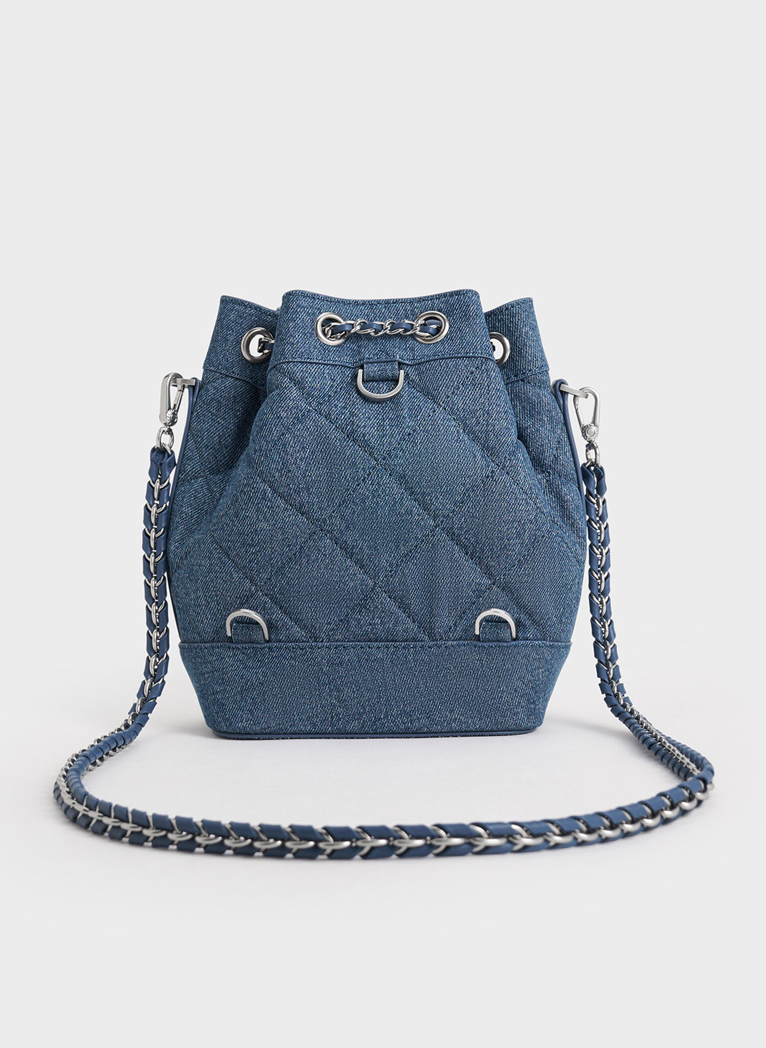 Julia Denim Quilted Two-Way Bucket Bag, Denim Blue, hi-res