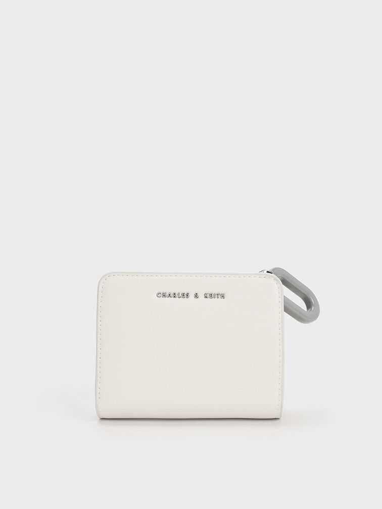 Cream Oval Keychain Zip Wallet - CHARLES & KEITH CA