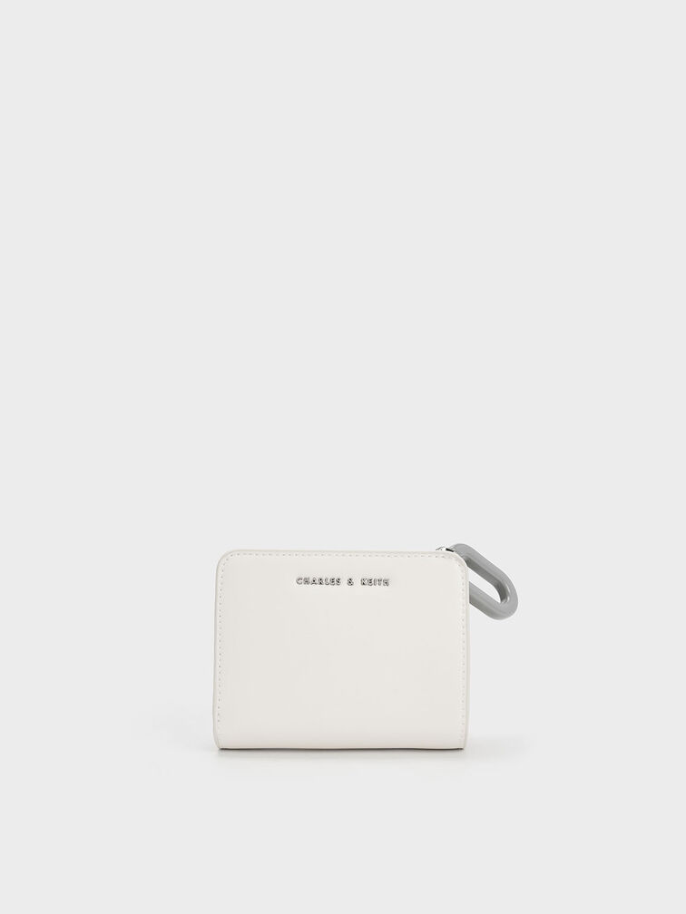 Oval Keychain Zip Wallet, Cream, hi-res