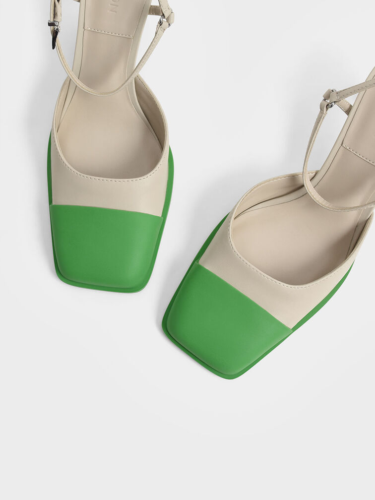 Leather Blade Heel Pumps, Chalk, hi-res