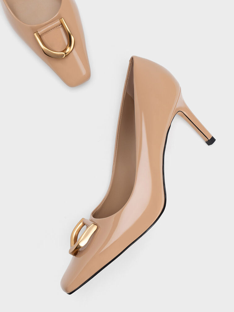 Gabine Patent Leather Tapered Pumps, Nude, hi-res