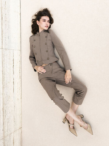 Lando Faux Suede Heeled Mules, Beige, hi-res