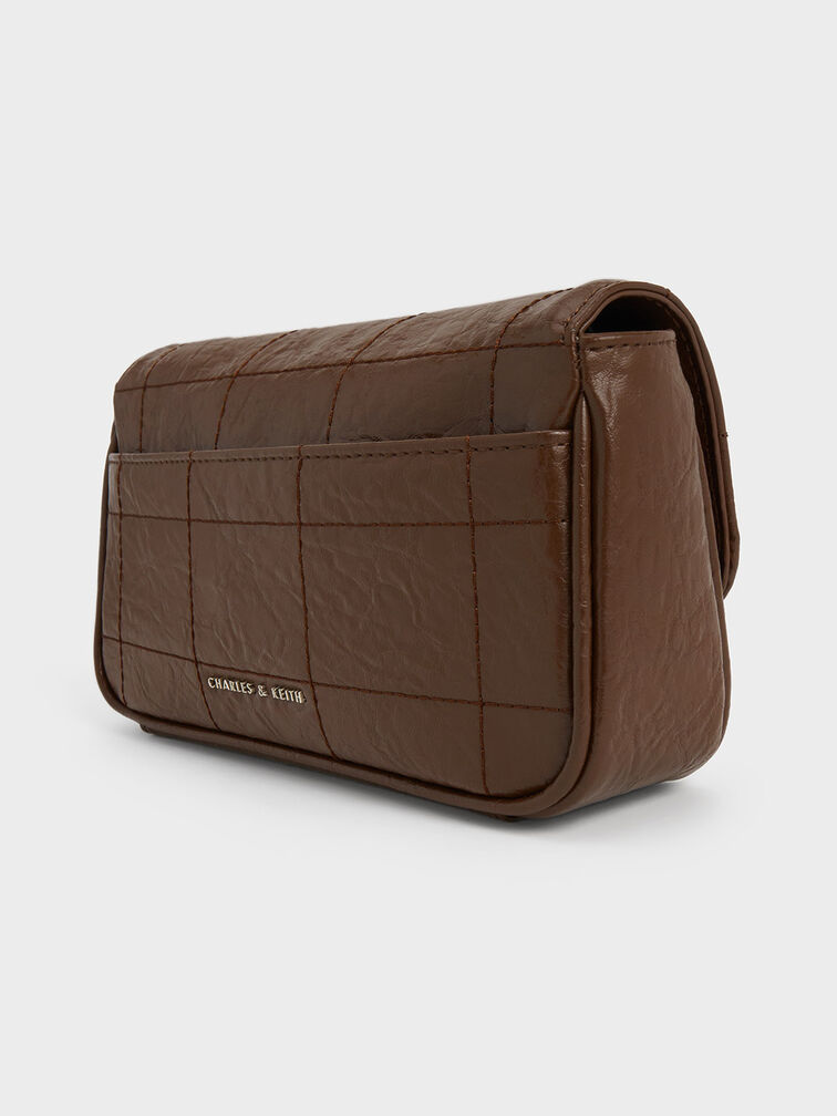 Suki Padlock Crossbody Bag, Dark Brown, hi-res