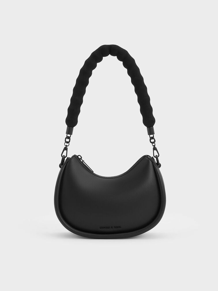 Lana Curved Shoulder Bag, Jet Black, hi-res