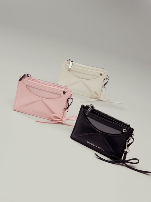 Hazel Bow Panelled Card Holder, Soft Pink, hi-res